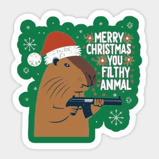 Merry Christmas Capybara Sticker